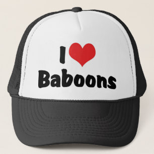 I Love Heart Baboons Trucker Hat