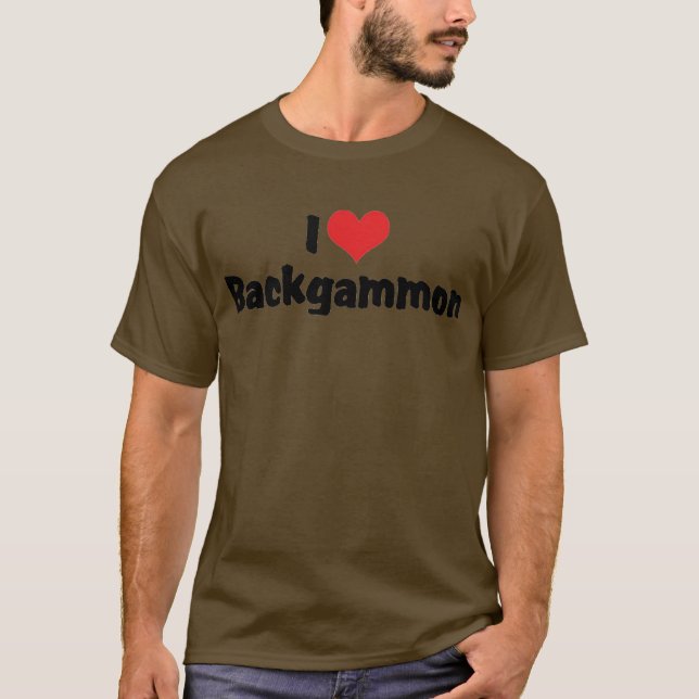 I Love Heart Backgammon T-Shirt (Front)