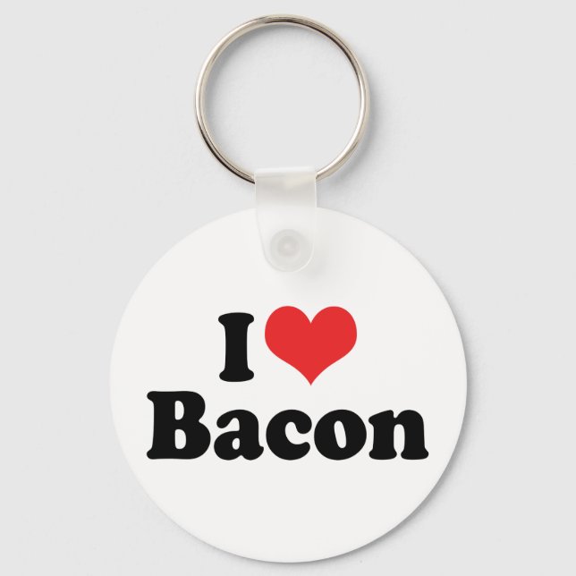 I Love Heart Bacon - Bacon Lover Key Ring (Front)