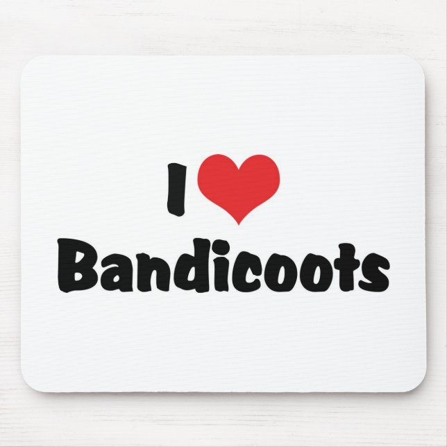 I Love Heart Bandicoots Mouse Pad (Front)