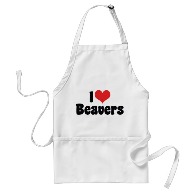 I Love Heart Beavers Standard Apron (Front)