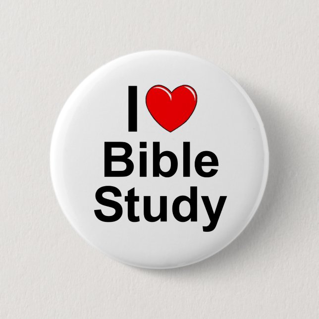 I Love (Heart) Bible Study 6 Cm Round Badge (Front)