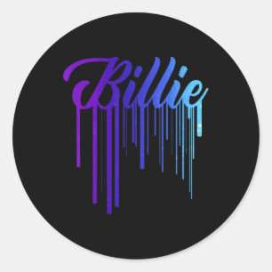 I Love Heart Billie First Name Personalised Groovy Classic Round Sticker