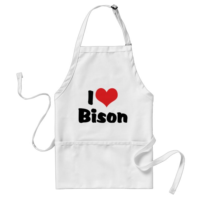 I Love Heart Bison Standard Apron (Front)