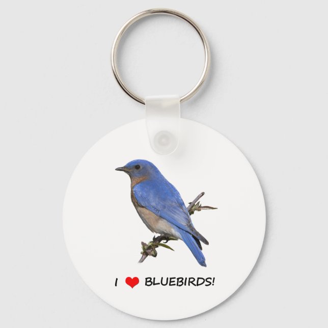 I Love (heart) Bluebirds Key Ring (Front)