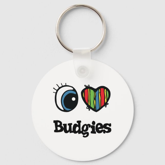 I Love (Heart) Budgies Key Ring (Front)