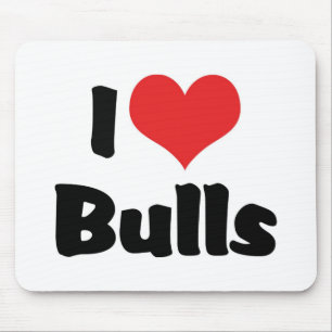 I Love Heart Bulls Mouse Pad