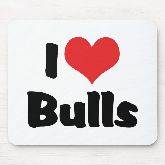 I Love Heart Bulls Mouse Pad (Front)
