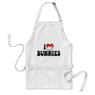 I Love Heart Bunny Rabbits Standard Apron