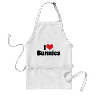 I Love Heart Bunny Rabbits Standard Apron