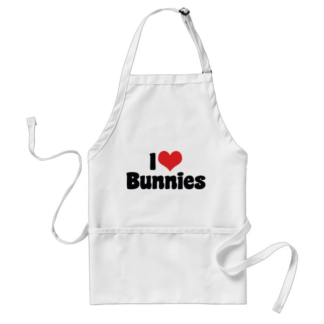 I Love Heart Bunny Rabbits Standard Apron (Front)