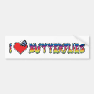 I Love Heart Butterflies - Butterfly Lover Bumper Sticker