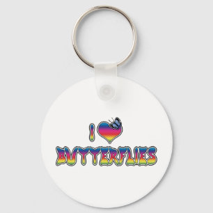 I Love Heart Butterflies - Butterfly Lover Key Ring