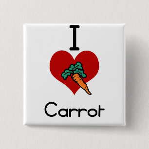 I love-heart carrot 15 cm square badge