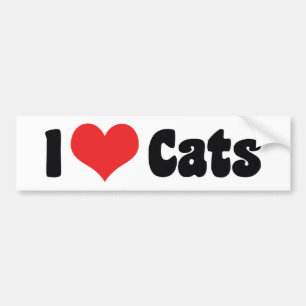 I Love Heart Cats - Cat Lover Bumper Sticker