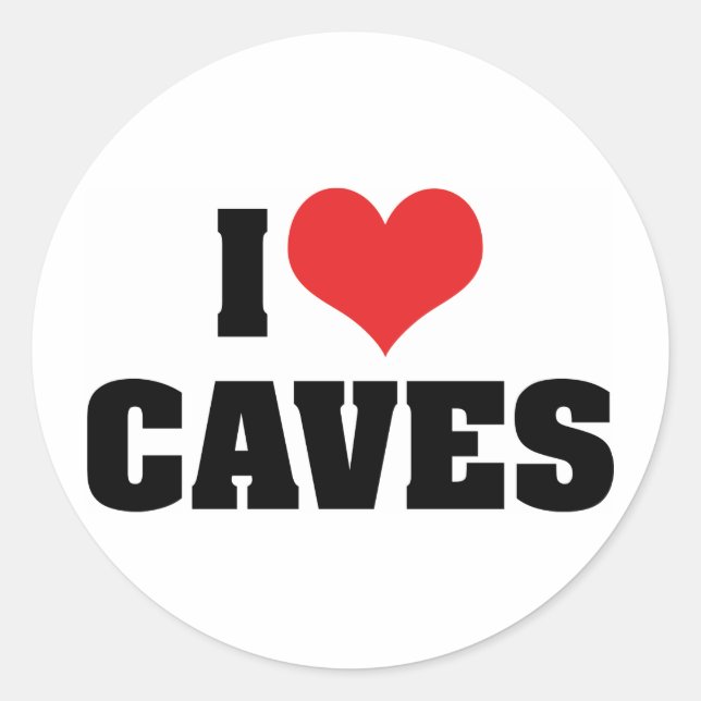 I Love Heart Caves - Cave Exploration Spelunking Classic Round Sticker (Front)