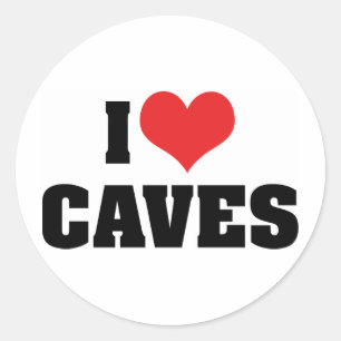 I Love Heart Caves - Cave Exploration Spelunking Classic Round Sticker