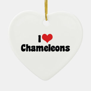 I Love Heart Chameleons - Lizard Lover Ceramic Tree Decoration
