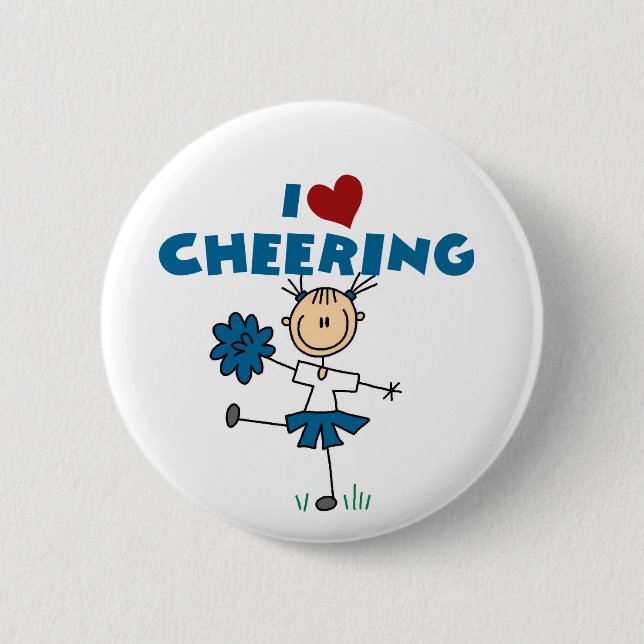 I Love (Heart) Cheering 6 Cm Round Badge (Front)