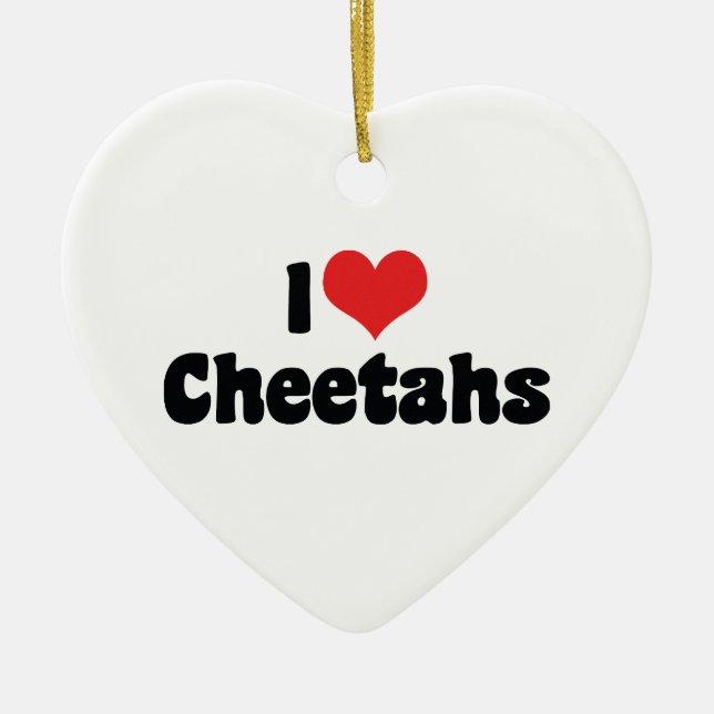 I Love Heart Cheetahs Ceramic Tree Decoration (Front)