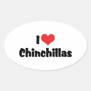 I Love Heart Chinchillas Oval Sticker