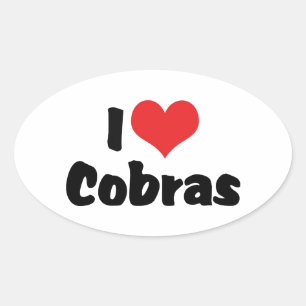 I Love Heart Cobras Oval Sticker