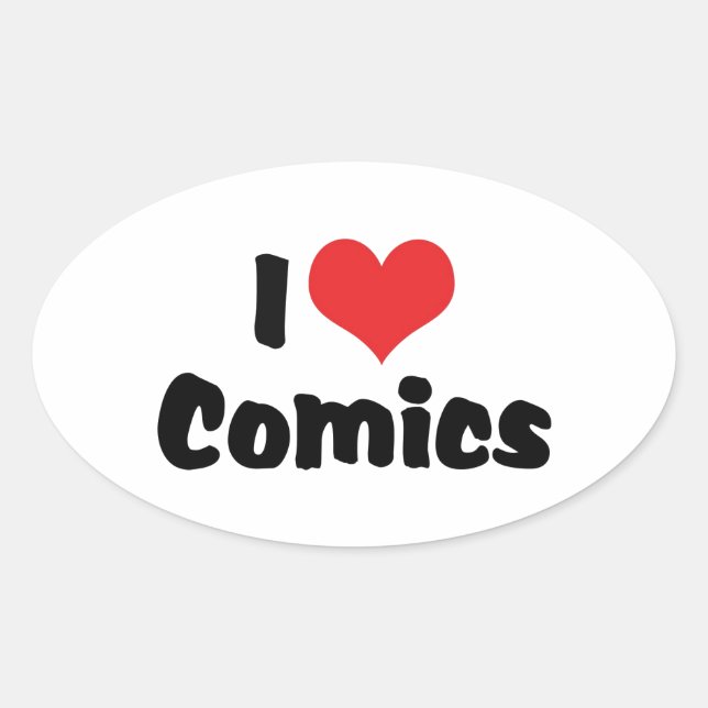 I Love Heart Comics - Comic Book Lover Oval Sticker (Front)