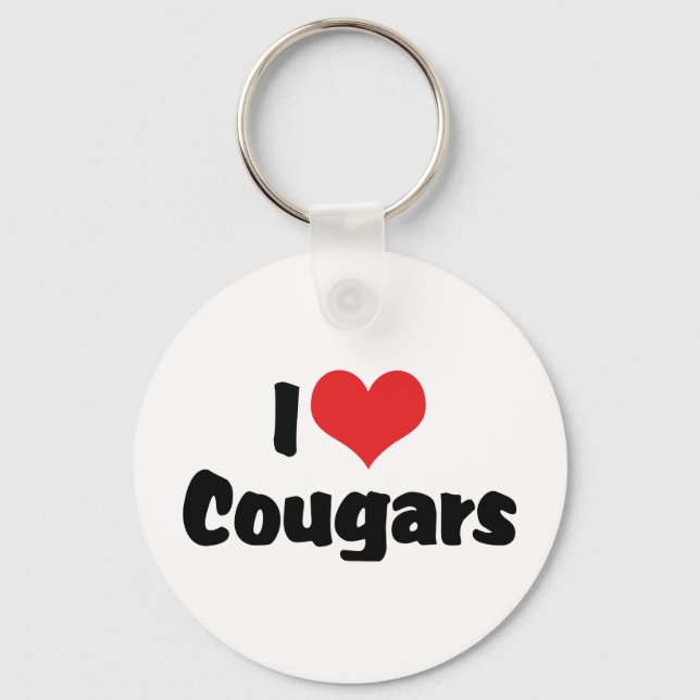 I Love Heart Cougars Key Ring (Front)