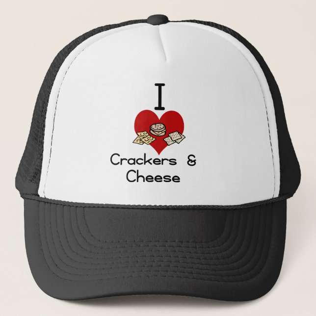 I love-heart crackers & Cheese Trucker Hat (Front)