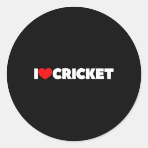 I Love (heart) Cricket Classic Round Sticker