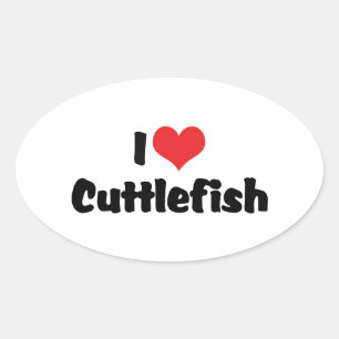 I Love Heart Cuttlefish Oval Sticker