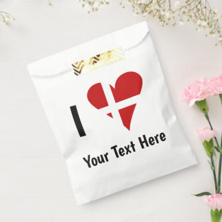 I  Love (Heart Danish Flag) Personalised Text Favour Bags