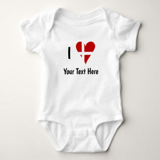 I  Love (Heart Danish Flag) Personalized Text Baby Bodysuit