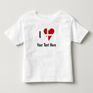 I  Love (Heart Danish Flag) Personalized Text Toddler T-Shirt