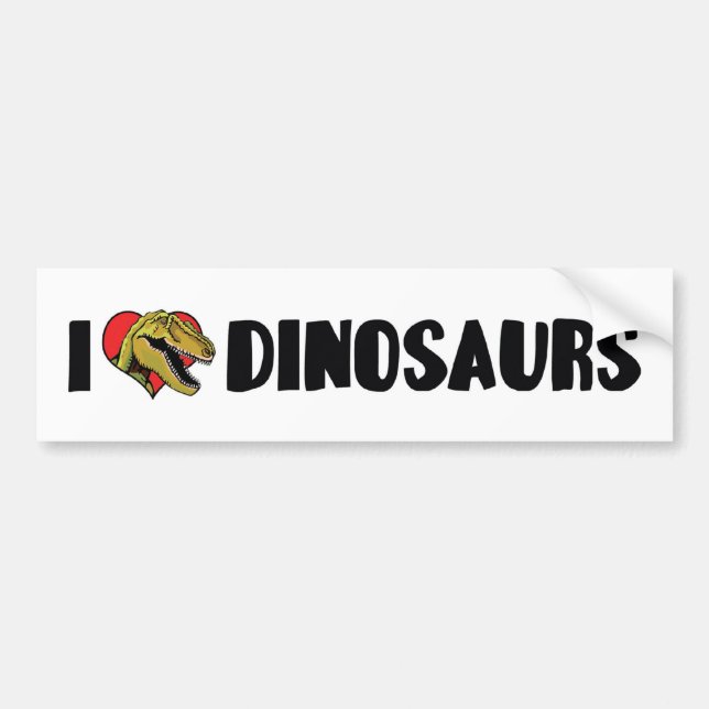 I Love Heart Dinosaurs - Dinosaur Fossil Hunter Bumper Sticker (Front)