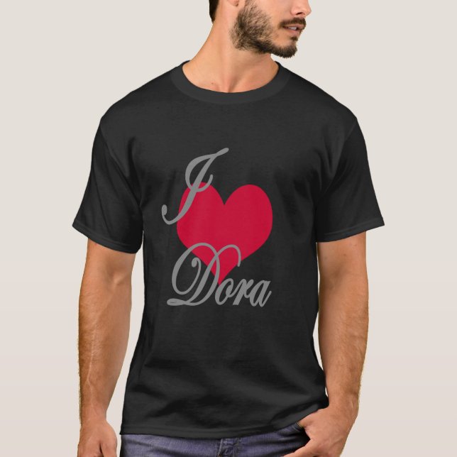 I Love Heart Dora Dark T-Shirt (Front)