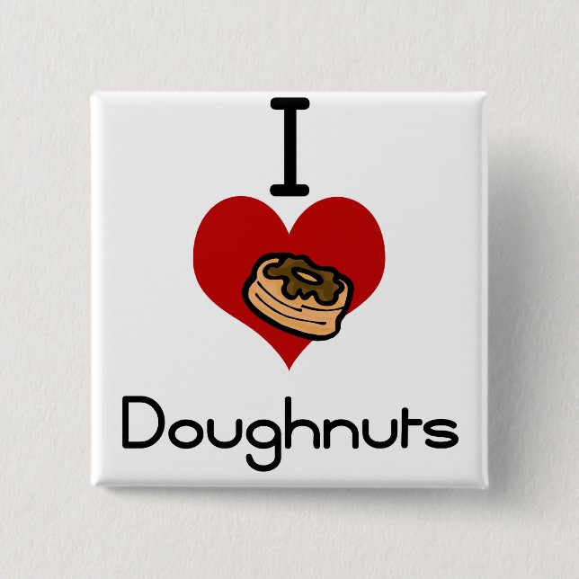 I love-heart doughnut 15 cm square badge (Front)