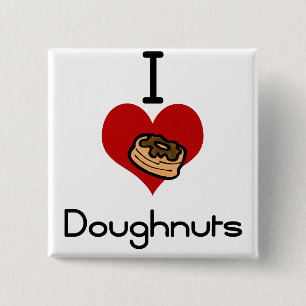 I love-heart doughnut 15 cm square badge