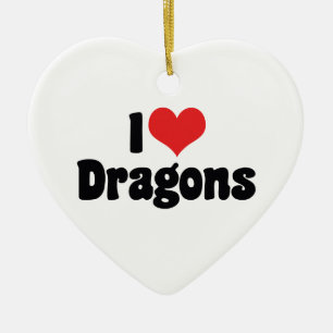 I Love Heart Dragons Ceramic Tree Decoration