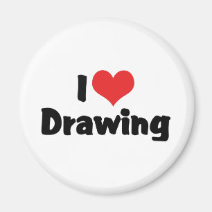I Love Heart Drawing - Artists & Illustrator Magnet