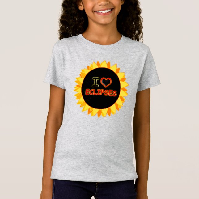 I love heart Eclipses sun astronomy kids T-Shirt (Front)