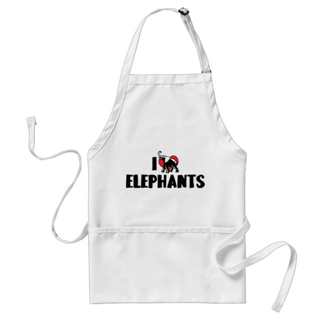 I Love Heart Elephants - Elephant Lover Standard Apron (Front)