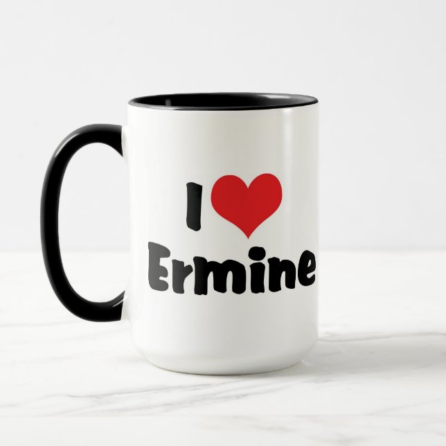 I Love Heart Ermine Mug (Left)