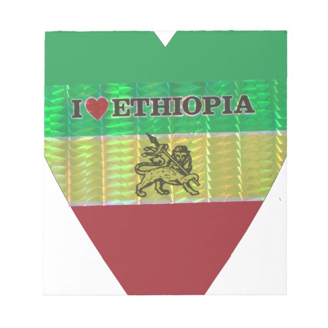 I Love Heart Ethiopia: Flag Art Motif Notepad (Front)