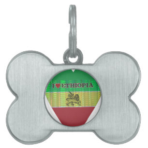 I Love Heart Ethiopia: Flag Art Motif Pet ID Tag