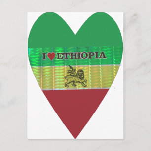 I Love Heart Ethiopia: Flag Art Motif Postcard