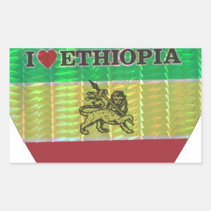 I Love Heart Ethiopia: Flag Art Motif Rectangular Sticker