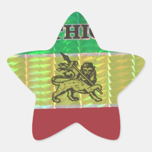 I Love Heart Ethiopia: Flag Art Motif Star Sticker
