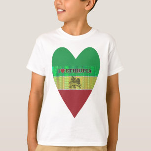 I Love Heart Ethiopia: Flag Art Motif T-Shirt