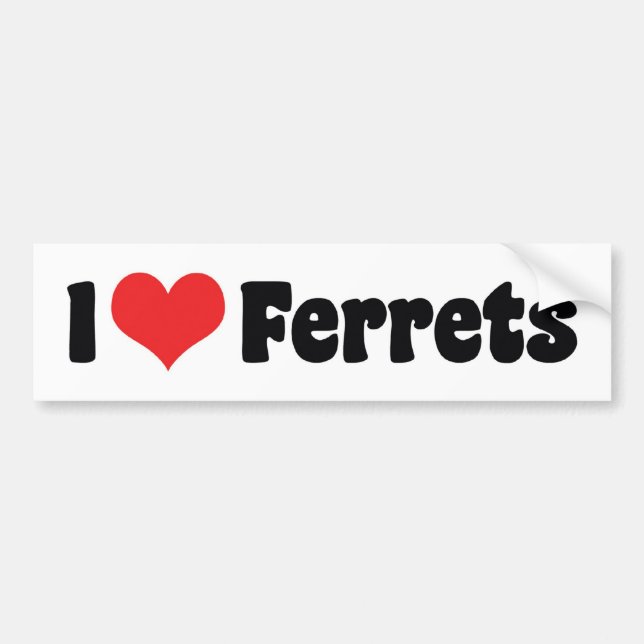 I Love Heart Ferrets - Ferret Lover Bumper Sticker (Front)